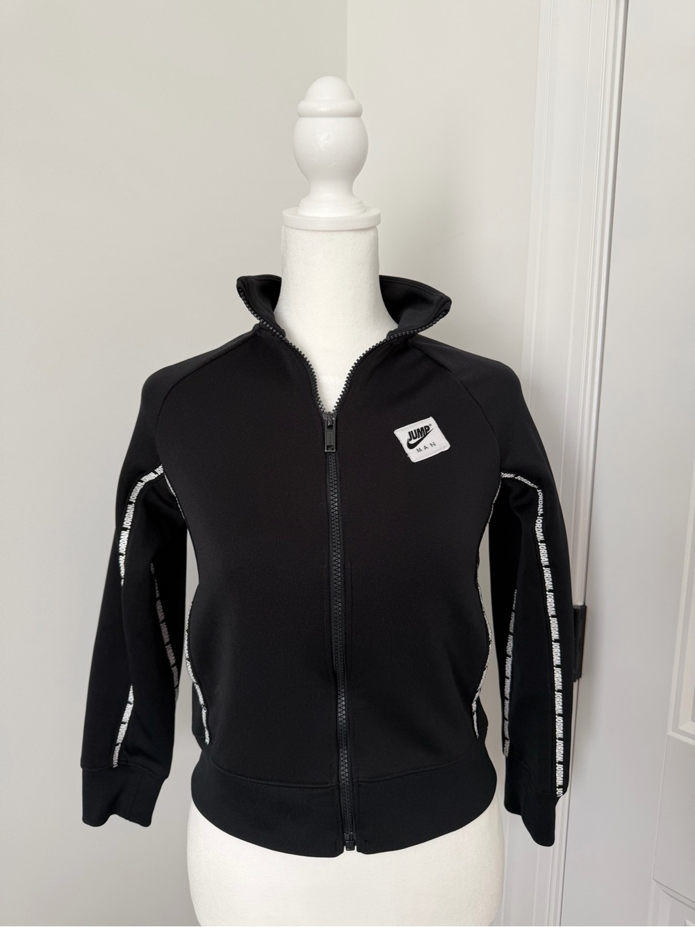 Nike Jordan Jump Black Full-Zip Track Jacket with Contrast Sleeve Tape